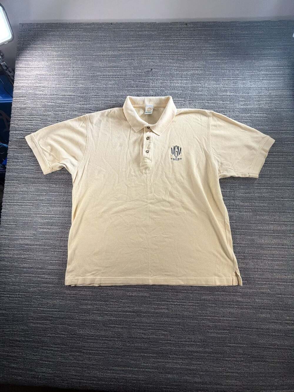 Vintage MGM Grand Sport Polo Shirt Size Large Yellow Embroidered Logo
